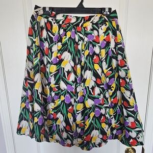 Floral Midi A-Line Skirt - Multicolor